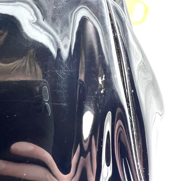 Vintage Black Patent Vinyl Clutch Bag Chain Strap Retro Purse - Picture 9 of 9